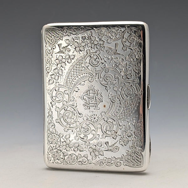 1896年 英国アンティーク 純銀製 両開き型カードケース 120g George Unite 極美品